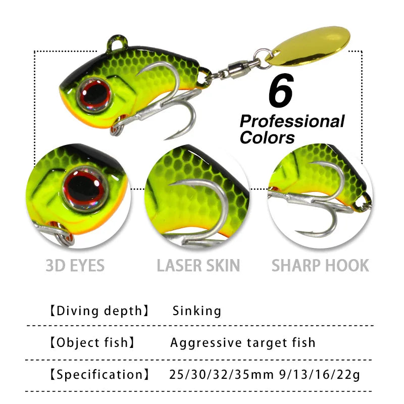 Metal VIBE spinner jig 1/3oz to 3/4oz