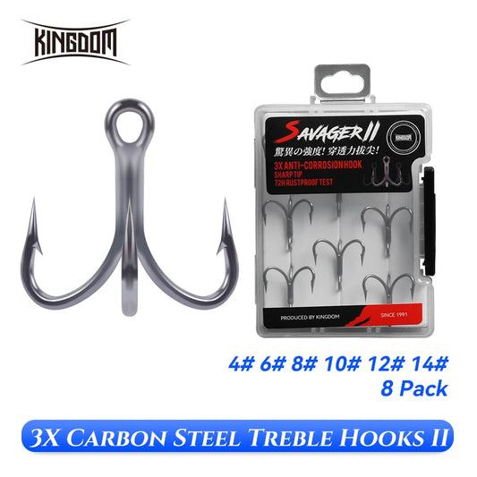 KINGDOM  3X Carbon Steel Treble Hooks