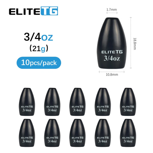 Elite TG 10PCS Tungsten Flipping Weights 1.8g-63g