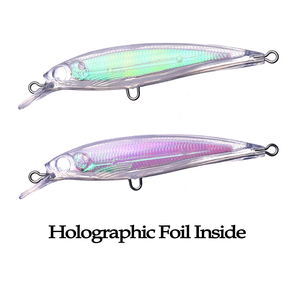 Chan’sHuang Bulk 20 count Unpainted Blank Bait Shallow Diver Holographic Rattle Minnow