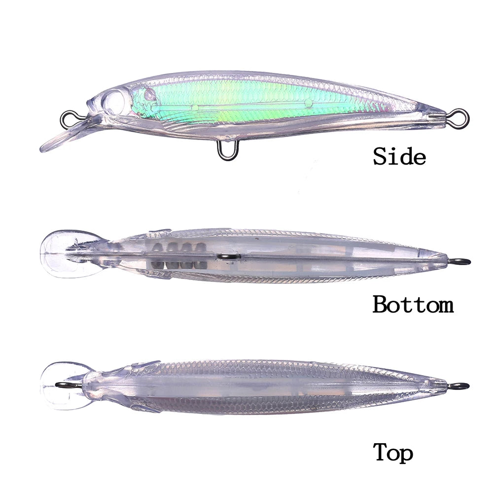 Chan’sHuang Bulk 20 count Unpainted Blank Bait Shallow Diver Holographic Rattle Minnow