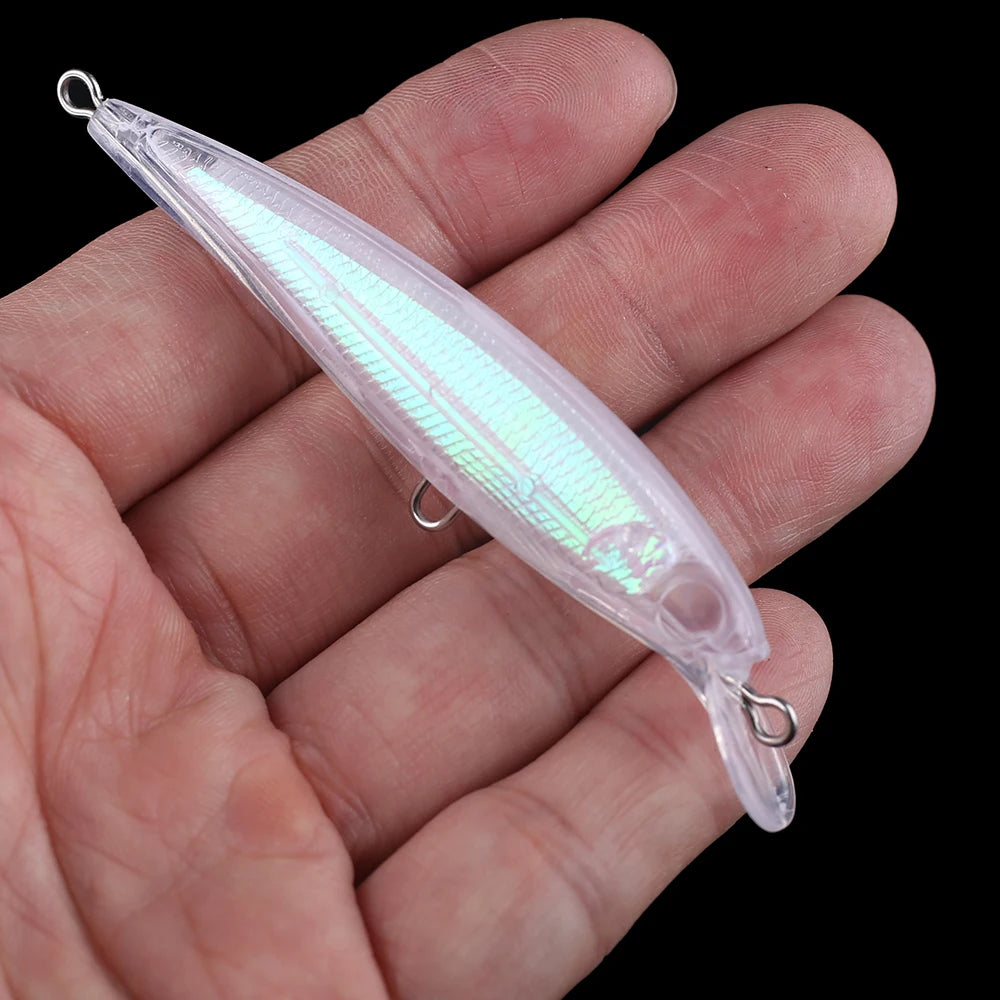 Chan’sHuang Bulk 20 count Unpainted Blank Bait Shallow Diver Holographic Rattle Minnow