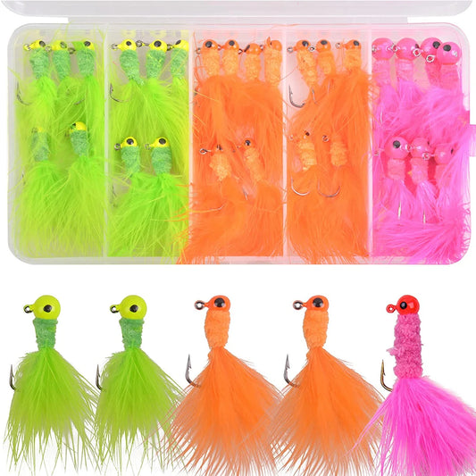 Shaddock fishing 24Pcs marabou crappie Jigs