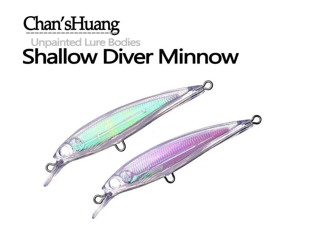 Chan’sHuang Bulk 20 count Unpainted Blank Bait Shallow Diver Holographic Rattle Minnow