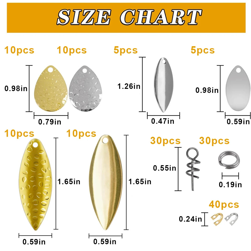 150Pcs Fishing spinner blade kit