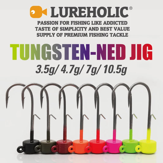 LUREHOLIC Tungsten Ned Jig Head with Norway Mustad Hook